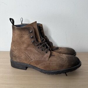 To Boot New York Mens Braeden Mid Wingtip Boot Suede Leather Distressed‎ Sz 9.5